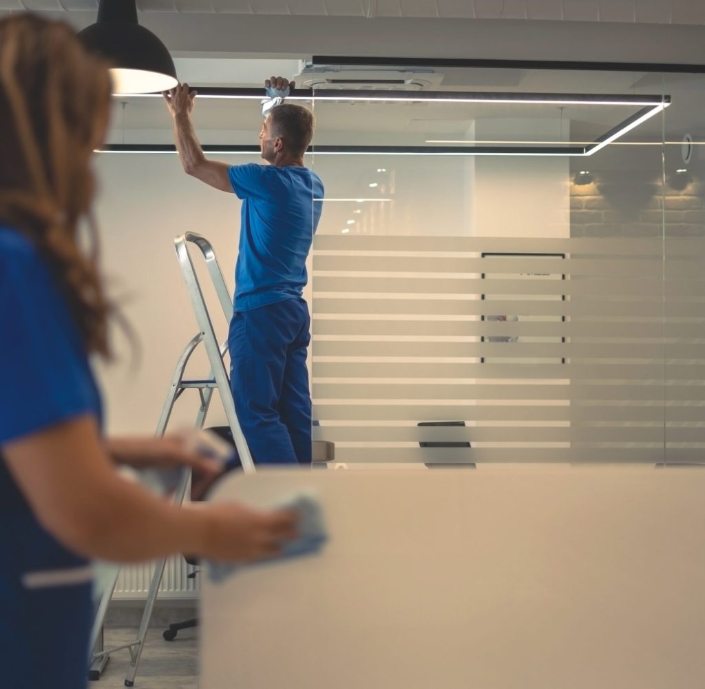 Cleaners do general cleaning of office premises Cleaners do general cleaning of office premises
